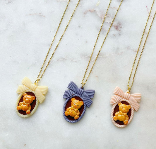 Bear Cookie Chocolate Plate Necklace