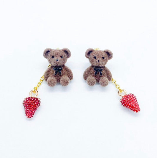 Strawberry & Bear Earrings