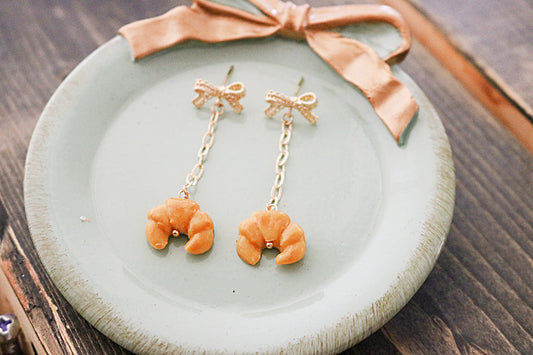 Croissant & Gold Ribbon Earrings